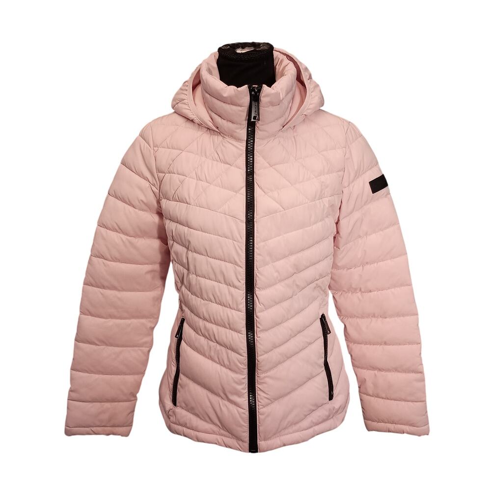 Calvin Klein Puffer Jacket/Coat Women's Hooded Inside Phone Pocket Pink Size Med